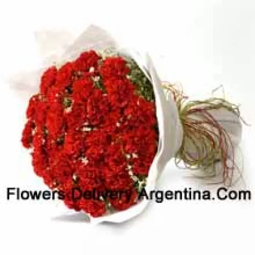 Bunch Of 36 Red Carnations With Seasonal Fillers