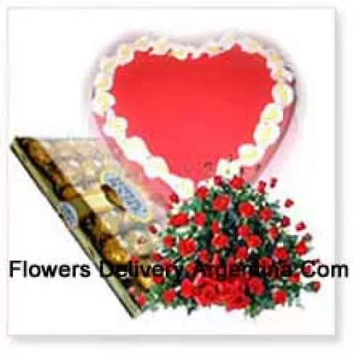 Basket Of 100 Red Roses With 24 Pcs Ferrero Rocher and a 1 Kg (2.2 Lbs) Strawberry Cake (Please note that cake delivery is only available for Metro Manila Region. Any cake delivery orders outside Metro Manila will be substituted with Chocolate Brownie Cake without cream or the recipient shall be offered a Red Ribbon Voucher enough to buy the same cake)
